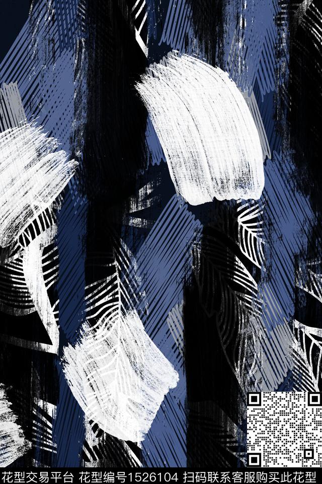 抽象字母线条画数码印花华亿平台下载（图片编号: 1526104） - 瓦栏（Walan）