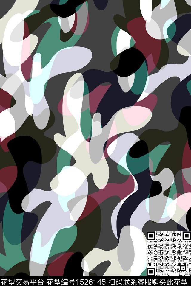 男装抽象数码印花华亿平台下载（图片编号: 1526145） - 瓦栏（Walan）