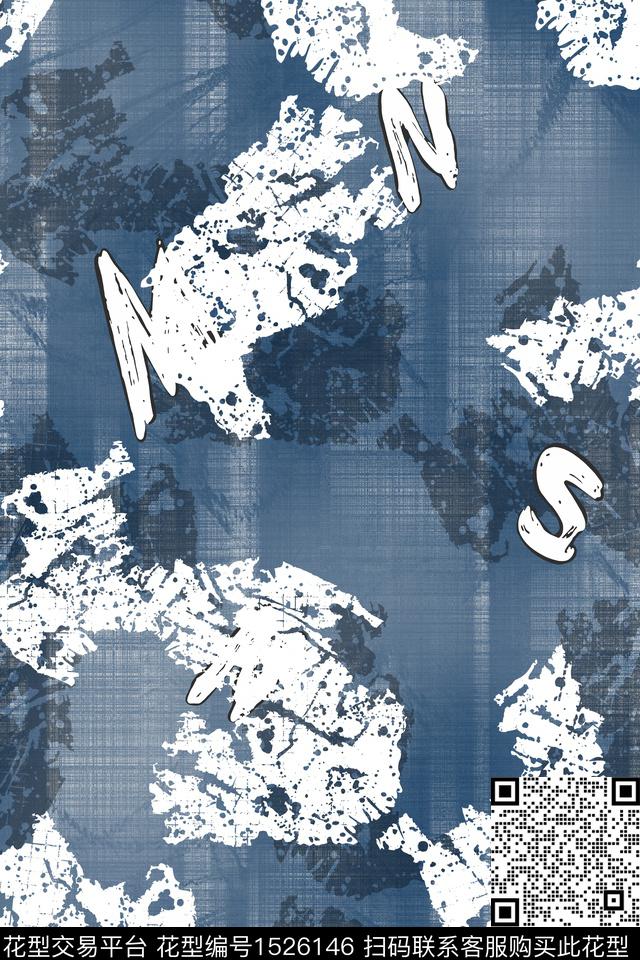 字母男装抽象数码印花华亿平台下载（图片编号: 1526146） - 瓦栏（Walan）