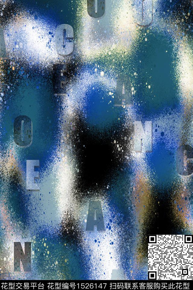 字母男装抽象数码印花华亿平台下载（图片编号: 1526147） - 瓦栏（Walan）