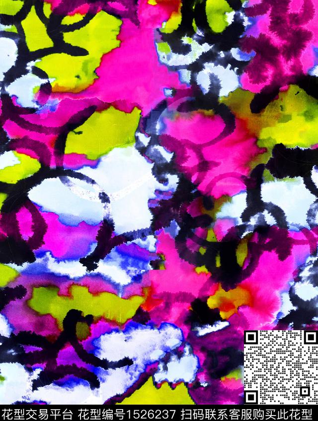 马赛克墨水抽象传统印花华亿平台下载（图片编号: 1526237） - 瓦栏（Walan）