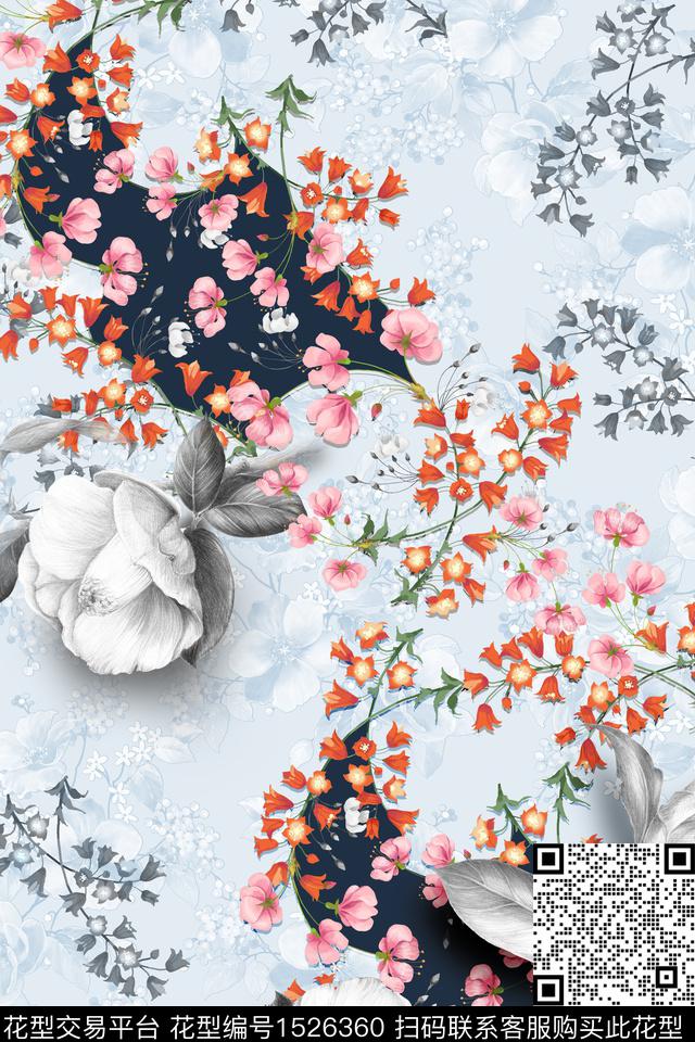 小花卉春夏华亿平台趣味小花数码印花华亿平台下载（图片编号: 1526360） - 瓦栏（Walan）