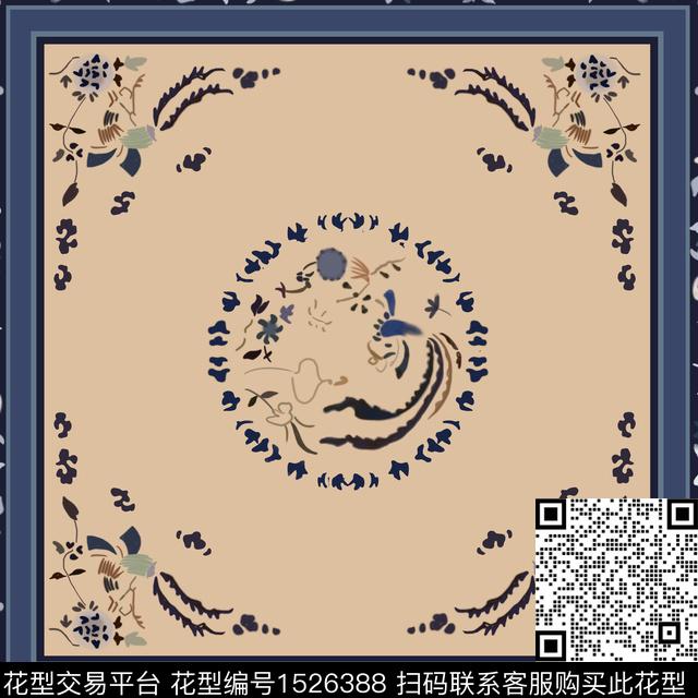 花卉传统华亿平台中国风定位花数码印花华亿平台下载（图片编号: 1526388） - 瓦栏（Walan）