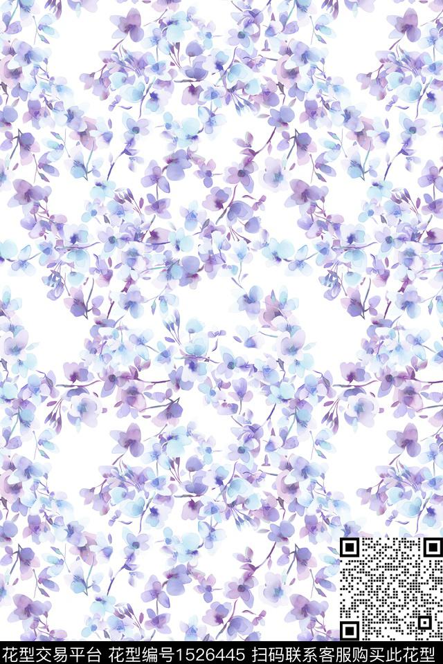 小清新水彩花卉小碎花数码印花华亿平台下载（图片编号: 1526445） - 瓦栏（Walan）