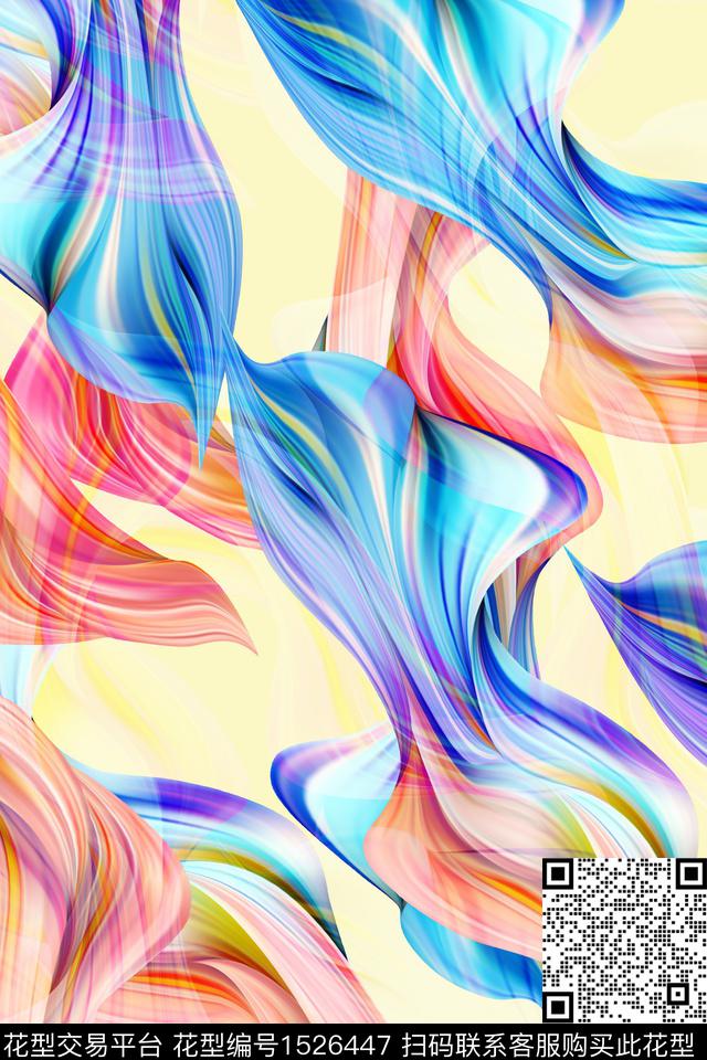 小清新抽象数码印花华亿平台下载（图片编号: 1526447） - 瓦栏（Walan）
