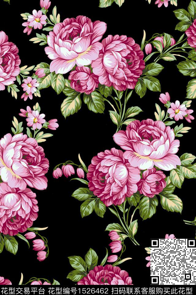 花卉小清新时尚数码印花华亿平台下载（图片编号: 1526462） - 瓦栏（Walan）