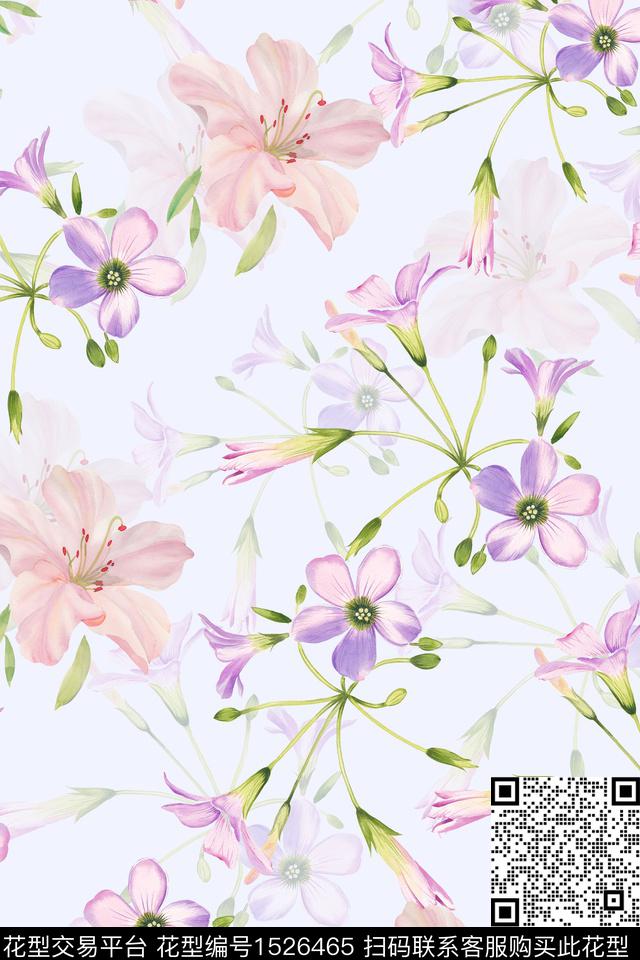 花卉小清新时尚数码印花华亿平台下载（图片编号: 1526465） - 瓦栏（Walan）