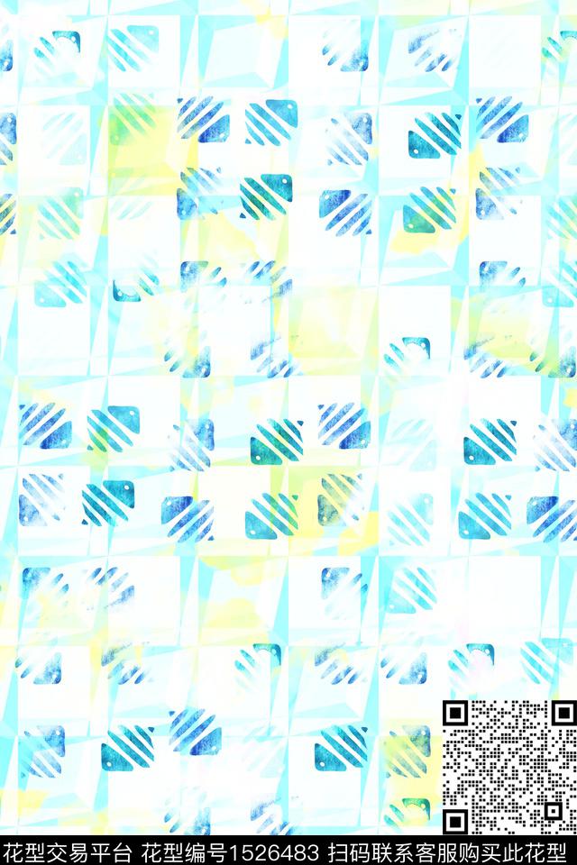 小清新抽象几何数码印花华亿平台下载（图片编号: 1526483） - 瓦栏（Walan）