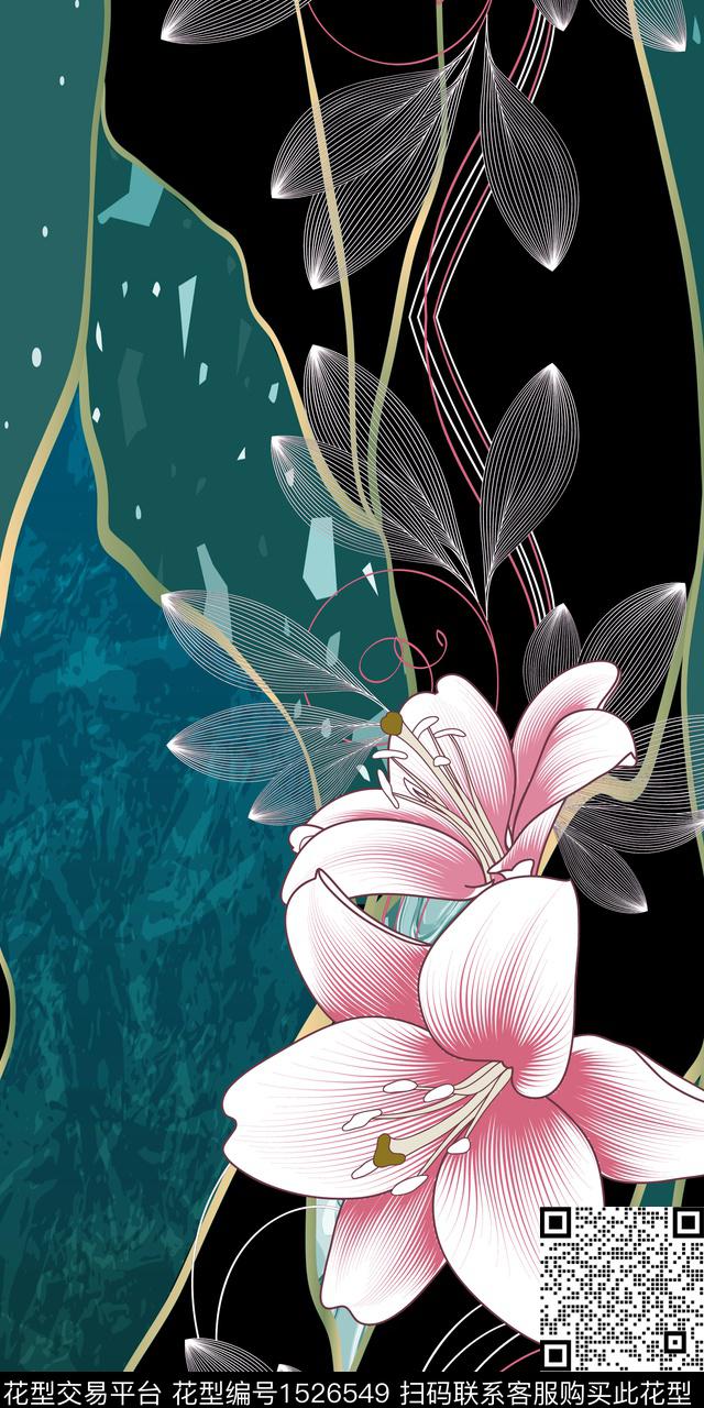 几何女装定位花百合数码印花华亿平台下载（图片编号: 1526549） - 瓦栏（Walan）