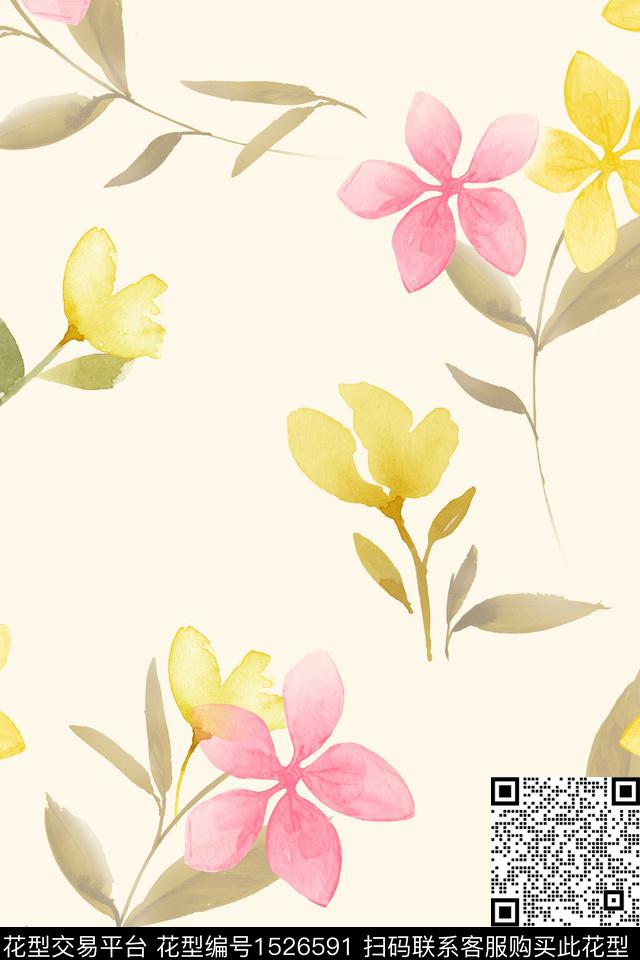 花卉女装水彩花卉数码印花华亿平台下载（图片编号: 1526591） - 瓦栏（Walan）