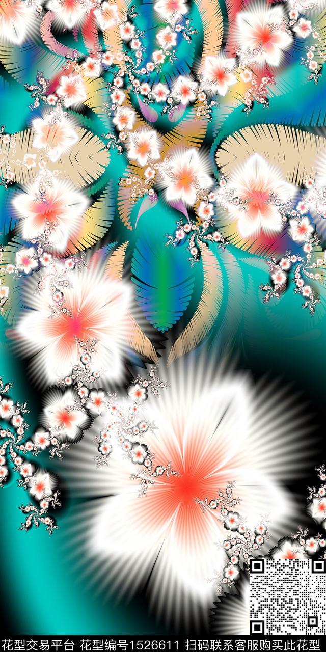 香云纱真丝花卉女装定位花数码印花华亿平台下载（图片编号: 1526611） - 瓦栏（Walan）