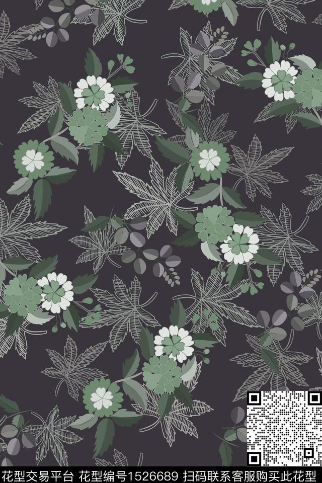 花卉大牌风香云纱数码印花华亿平台下载（图片编号: 1526689） - 瓦栏（Walan）