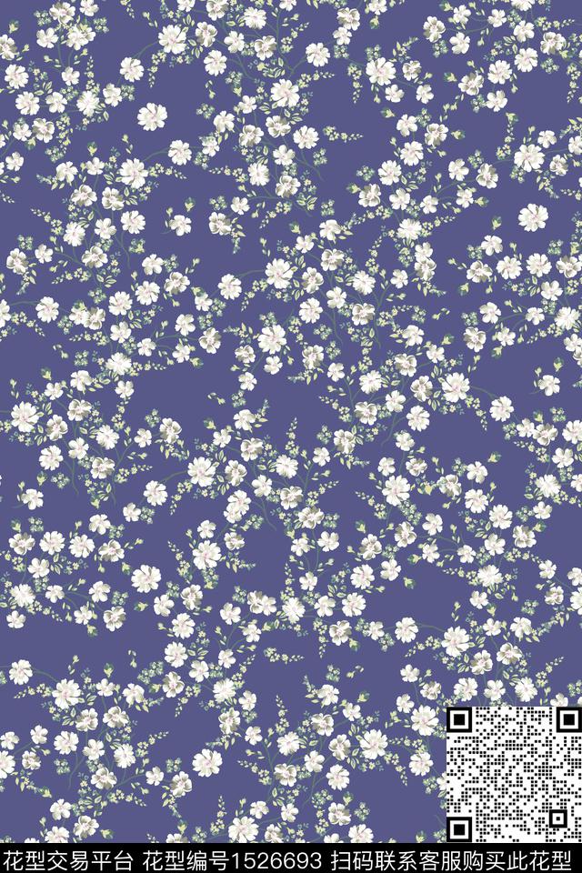 花卉满版散花小清新数码印花华亿平台下载（图片编号: 1526693） - 瓦栏（Walan）