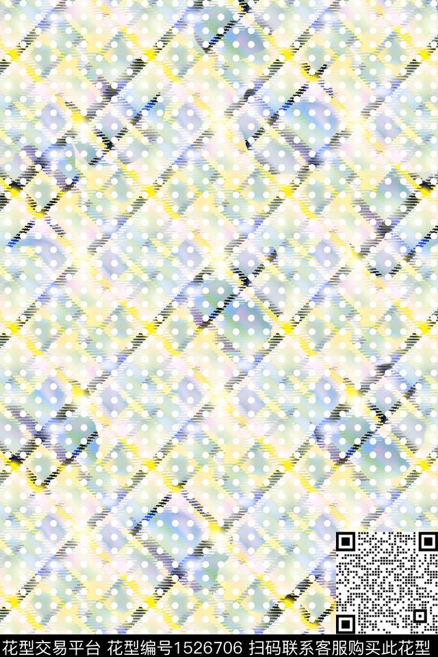 格子小清新淑女数码印花华亿平台下载（图片编号: 1526706） - 瓦栏（Walan）