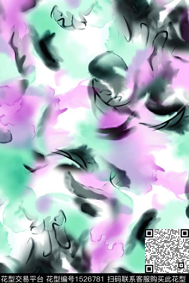 抽象底纹女装数码印花华亿平台下载（图片编号: 1526781） - 瓦栏（Walan）