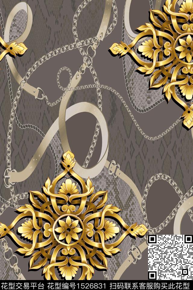 男装宫廷风链条数码印花华亿平台下载（图片编号: 1526831） - 瓦栏（Walan）