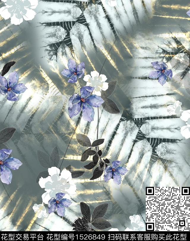 花卉女装连衣裙数码印花华亿平台下载（图片编号: 1526849） - 瓦栏（Walan）