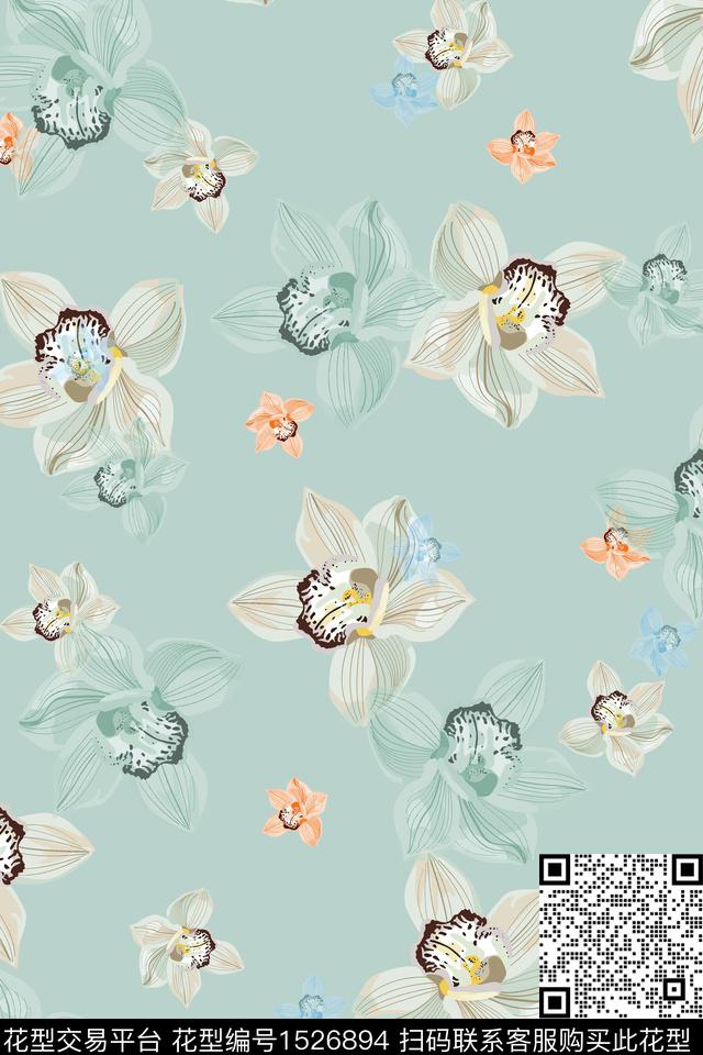小清新中国风绿植树叶数码印花华亿平台下载（图片编号: 1526894） - 瓦栏（Walan）