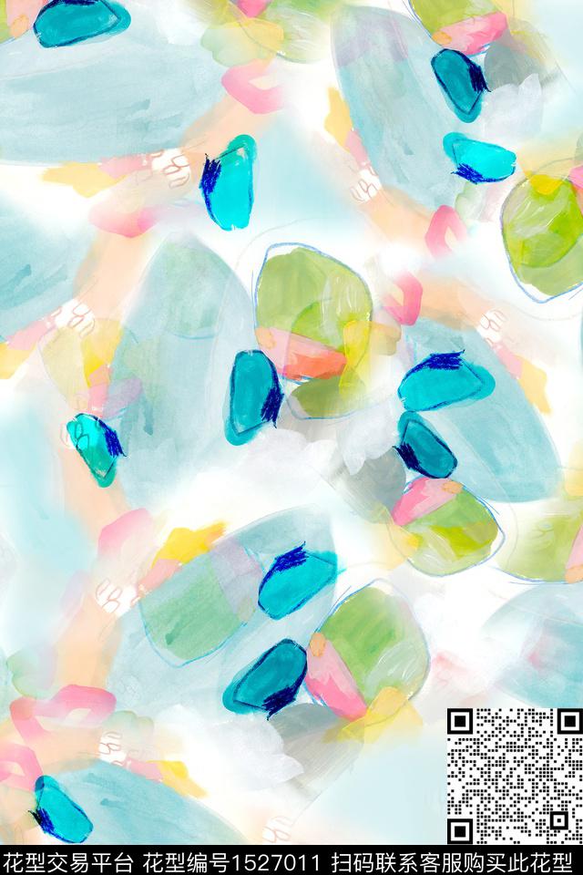 抽象肌理涂鸦数码印花华亿平台下载（图片编号: 1527011） - 瓦栏（Walan）