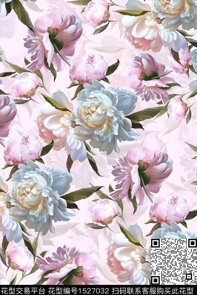 花卉真丝数码印花华亿平台下载（图片编号: 1527032） - 瓦栏（Walan）