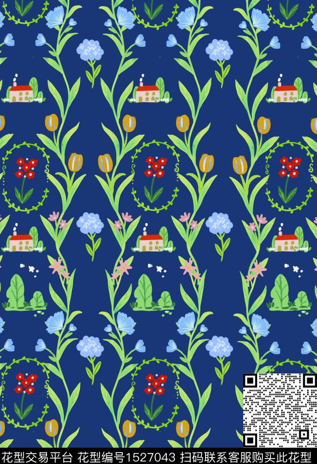 春夏华亿平台抽象花卉小碎花传统印花华亿平台下载（图片编号: 1527043） - 瓦栏（Walan）