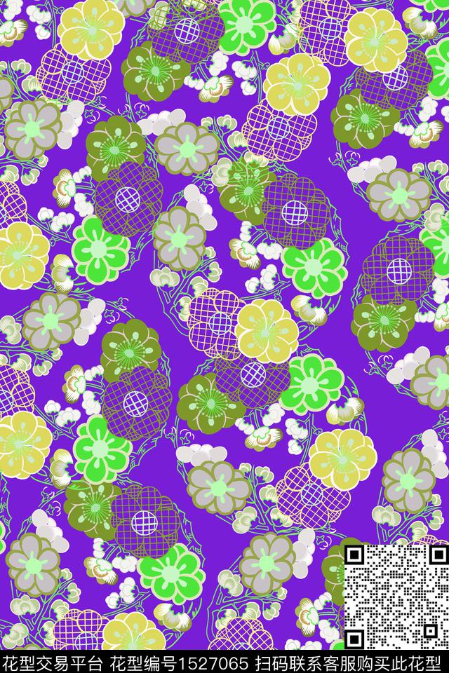 花卉大牌风定位花数码印花华亿平台下载（图片编号: 1527065） - 瓦栏（Walan）