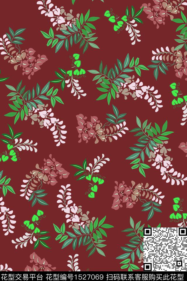 花卉大牌风香云纱数码印花华亿平台下载（图片编号: 1527069） - 瓦栏（Walan）