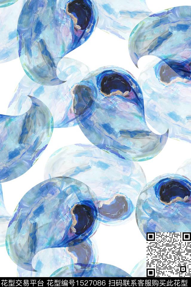 勾玉抽象肌理数码印花华亿平台下载（图片编号: 1527086） - 瓦栏（Walan）