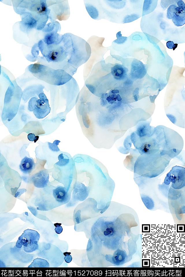 小清新抽象抽象花卉数码印花华亿平台下载（图片编号: 1527089） - 瓦栏（Walan）