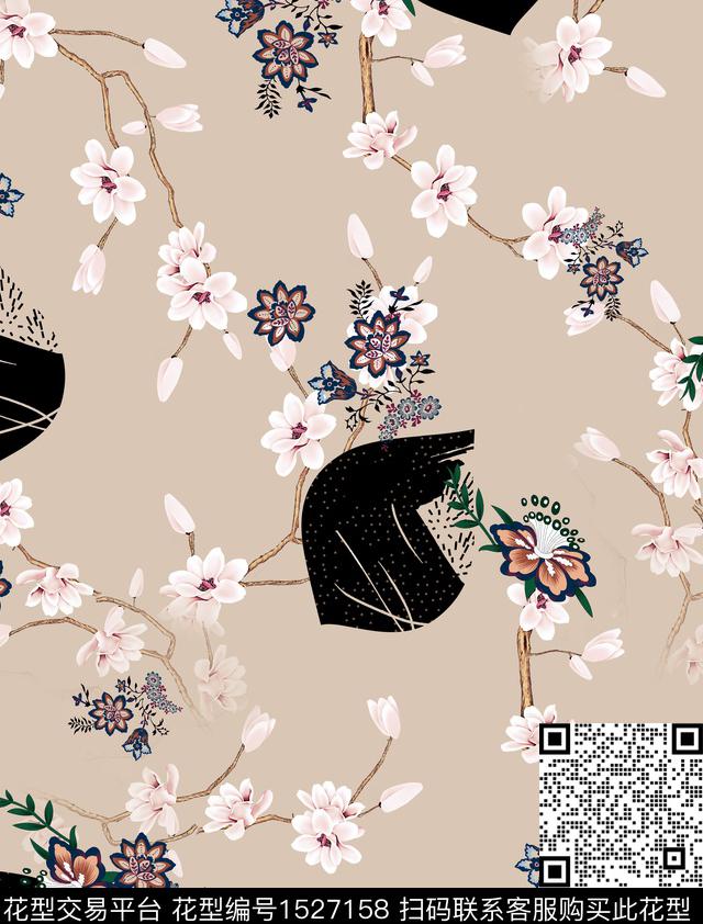 花卉女装连衣裙数码印花华亿平台下载（图片编号: 1527158） - 瓦栏（Walan）