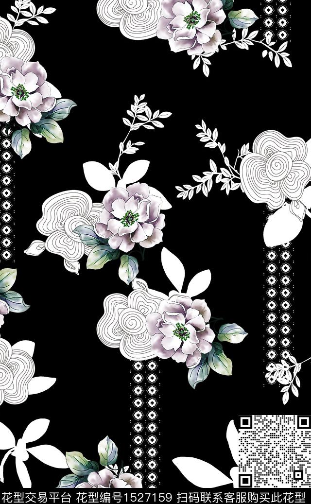 花卉女装连衣裙数码印花华亿平台下载（图片编号: 1527159） - 瓦栏（Walan）