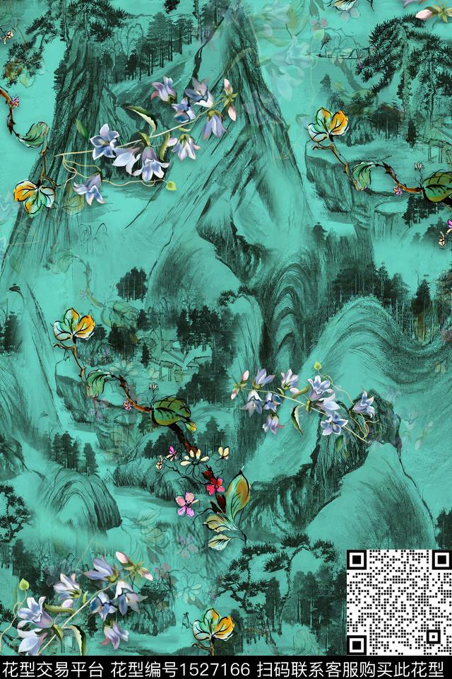 花卉中老年中国风数码印花华亿平台下载（图片编号: 1527166） - 瓦栏（Walan）