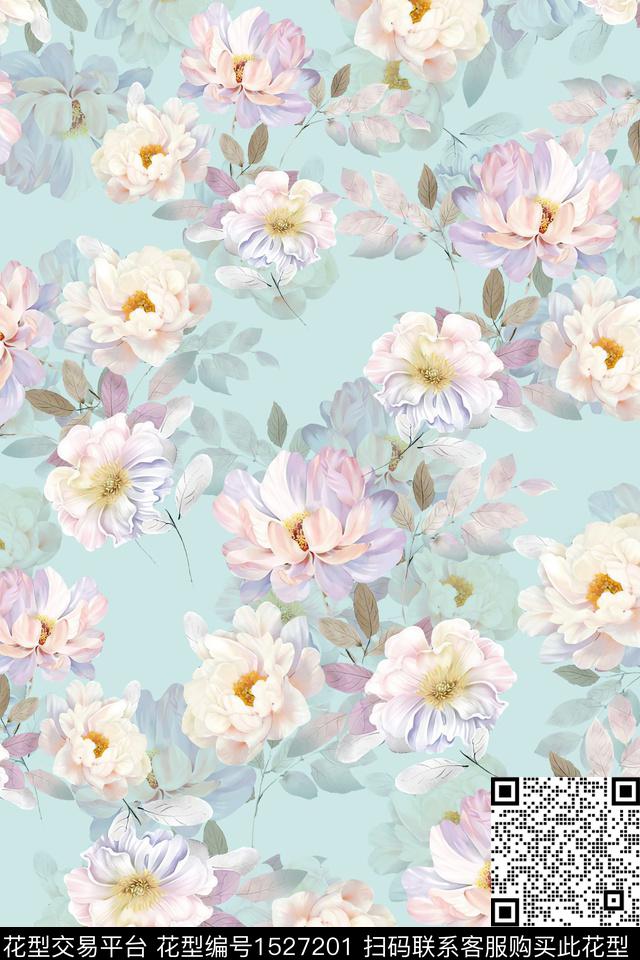 小清新花卉数码印花华亿平台下载（图片编号: 1527201） - 瓦栏（Walan）