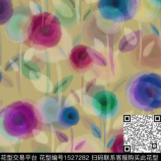 抽象花卉花卉绿植树叶数码印花华亿平台下载（图片编号: 1527282） - 瓦栏（Walan）