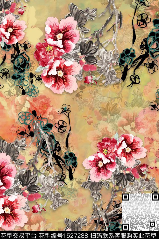 花卉中老年树枝数码印花华亿平台下载（图片编号: 1527288） - 瓦栏（Walan）