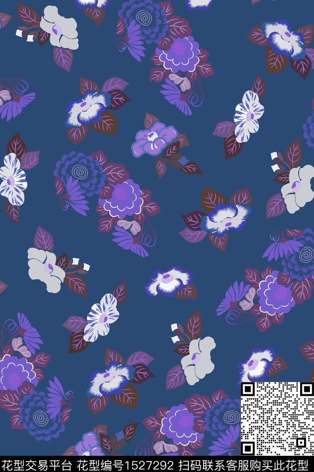 花卉大牌风玫瑰花数码印花华亿平台下载（图片编号: 1527292） - 瓦栏（Walan）