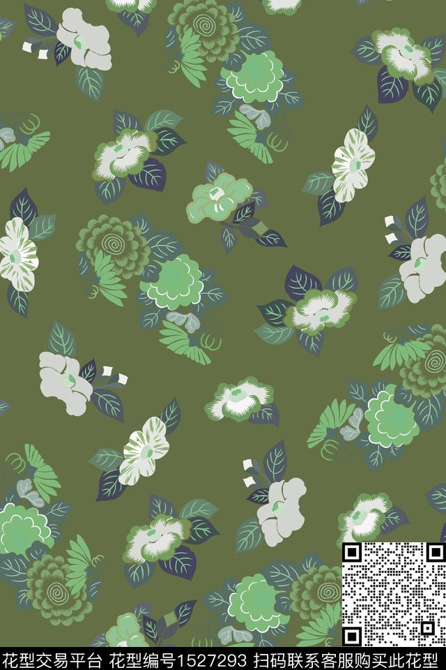 花卉大牌风玫瑰花数码印花华亿平台下载（图片编号: 1527293） - 瓦栏（Walan）