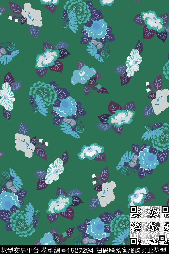 花卉大牌风玫瑰花数码印花华亿平台下载（图片编号: 1527294） - 瓦栏（Walan）