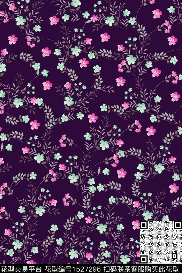 花卉大牌风香云纱数码印花华亿平台下载（图片编号: 1527296） - 瓦栏（Walan）