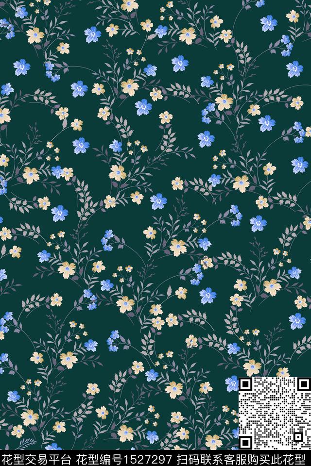 花卉大牌风香云纱数码印花华亿平台下载（图片编号: 1527297） - 瓦栏（Walan）