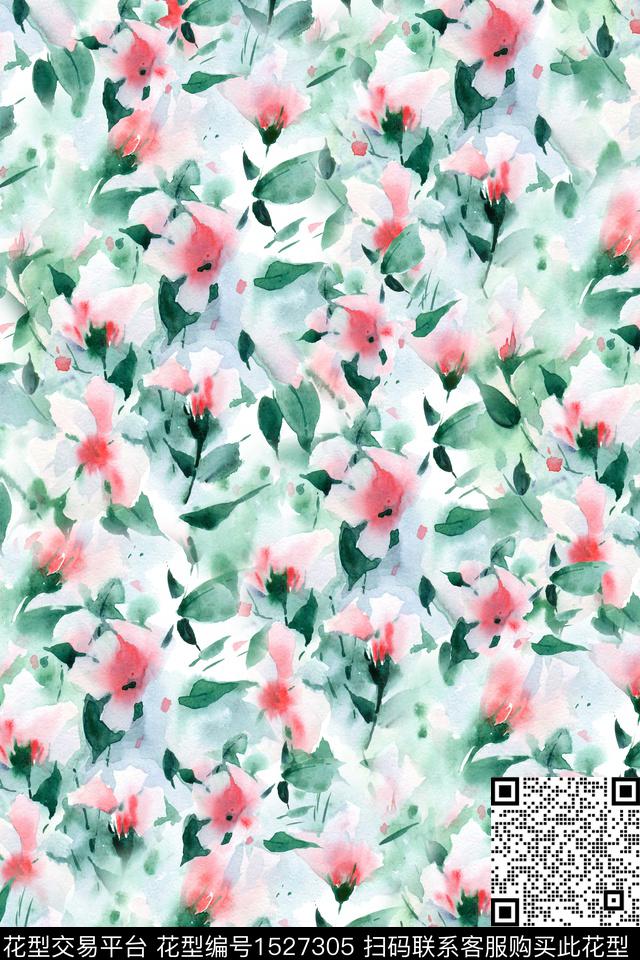 花卉手绘小碎花数码印花华亿平台下载（图片编号: 1527305） - 瓦栏（Walan）