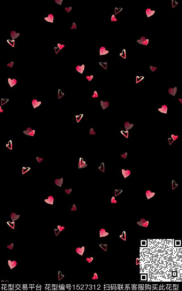 时尚爱心几何数码印花华亿平台下载（图片编号: 1527312） - 瓦栏（Walan）