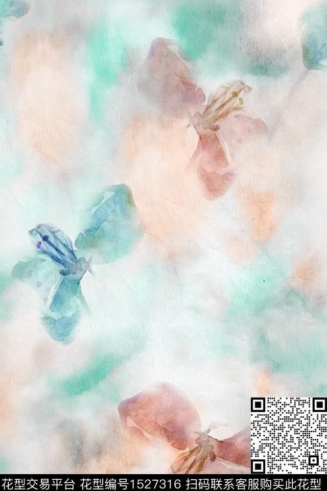 小清新抽象晕染肌理数码印花华亿平台下载（图片编号: 1527316） - 瓦栏（Walan）