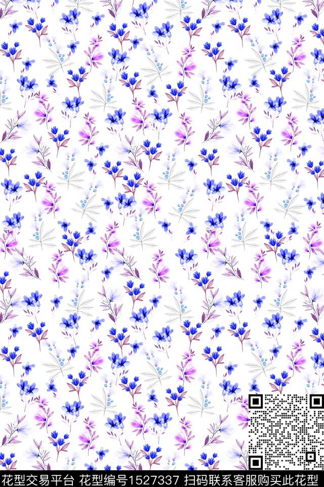 小清新花卉小碎花数码印花华亿平台下载（图片编号: 1527337） - 瓦栏（Walan）