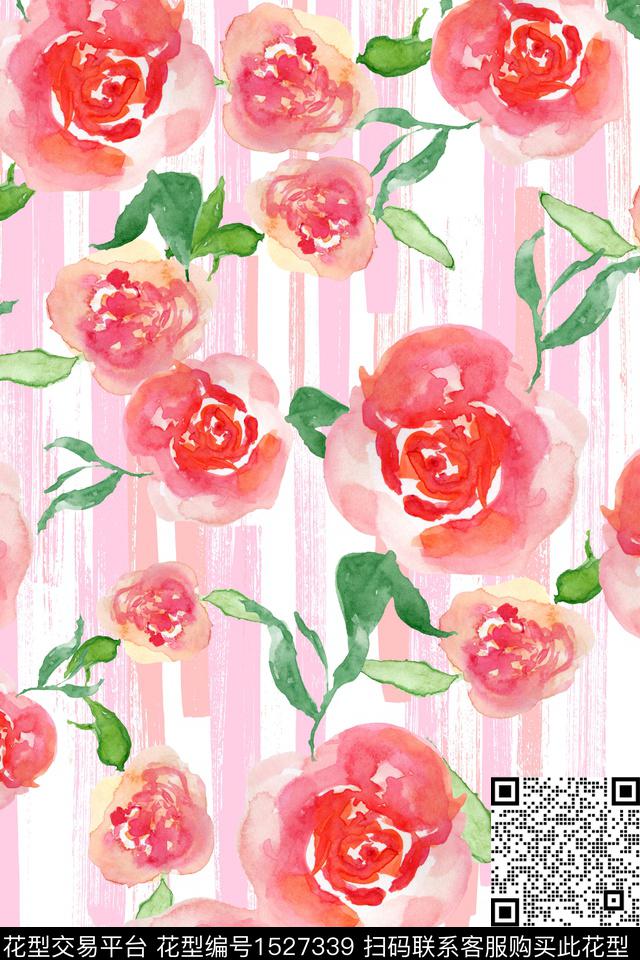 水彩春夏华亿平台花卉数码印花华亿平台下载（图片编号: 1527339） - 瓦栏（Walan）