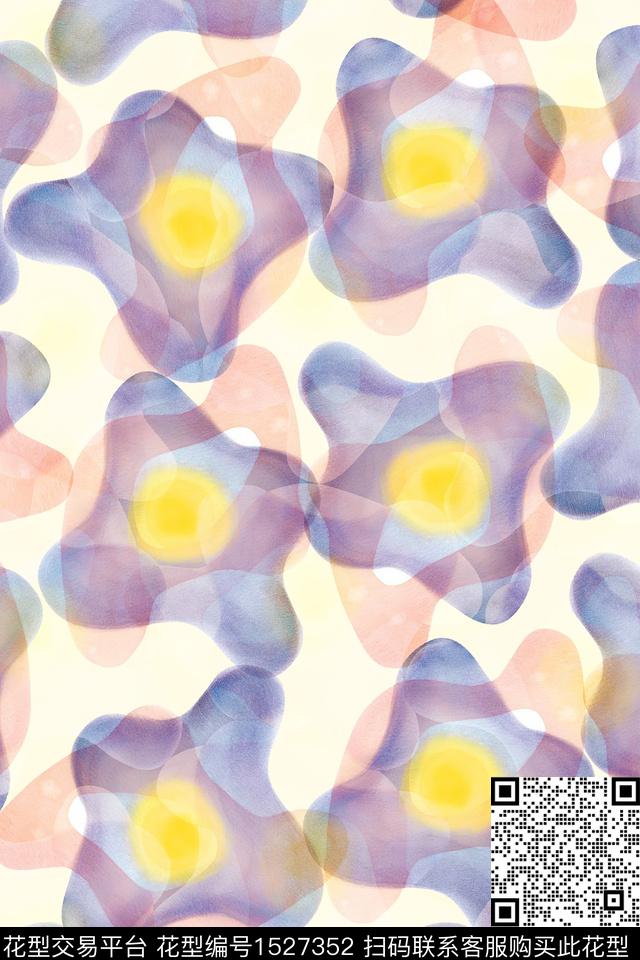 抽象几何水彩数码印花华亿平台下载（图片编号: 1527352） - 瓦栏（Walan）