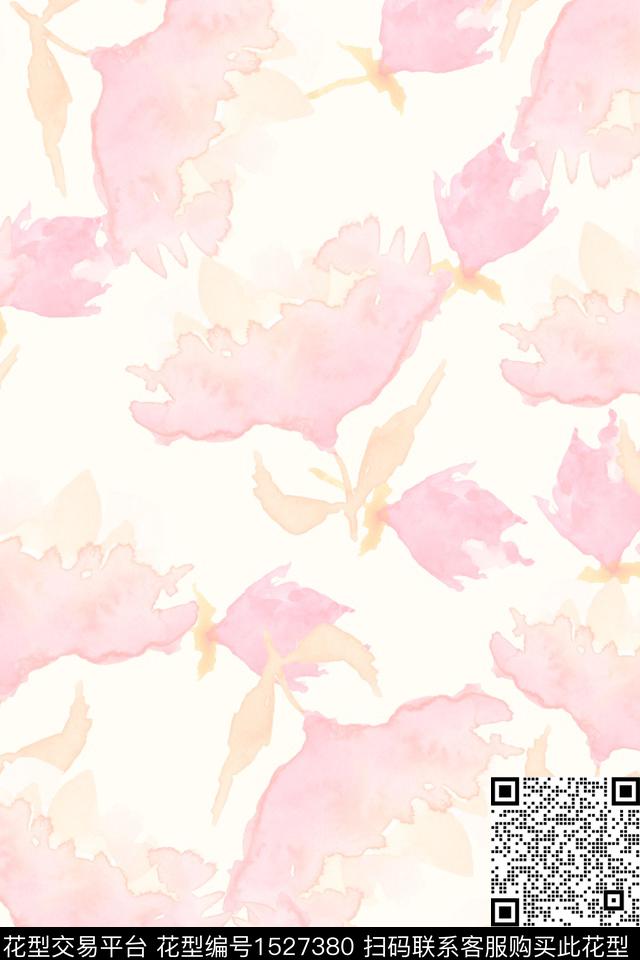 清爽底花卉水彩春夏华亿平台数码印花华亿平台下载（图片编号: 1527380） - 瓦栏（Walan）