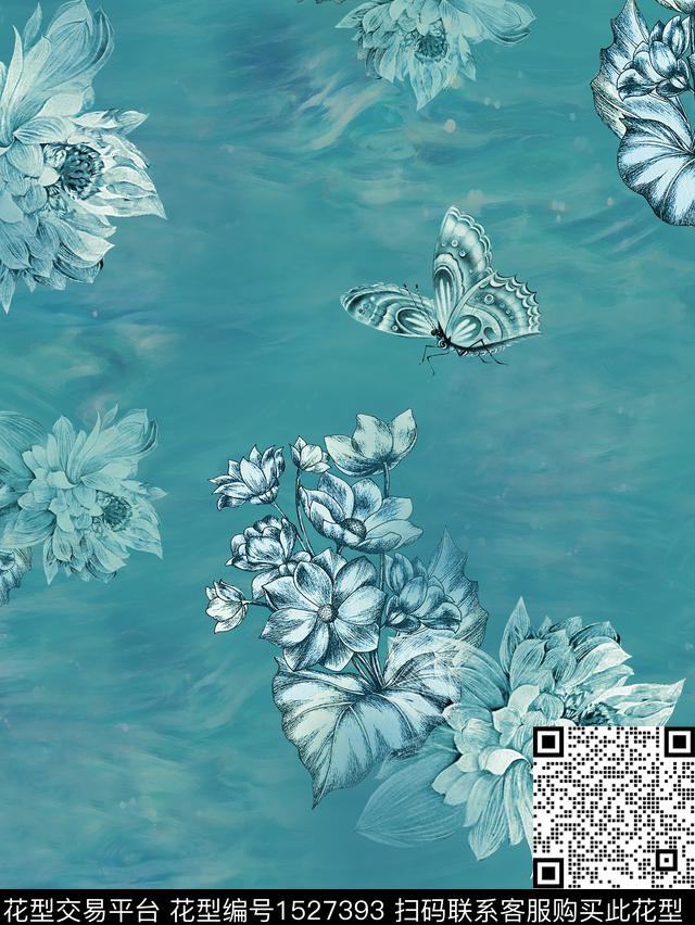 香云纱蝴蝶中国风数码印花华亿平台下载（图片编号: 1527393） - 瓦栏（Walan）