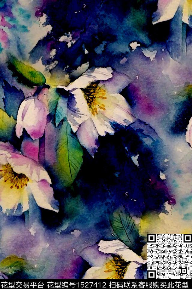 水彩花卉花卉配饰数码印花华亿平台下载（图片编号: 1527412） - 瓦栏（Walan）