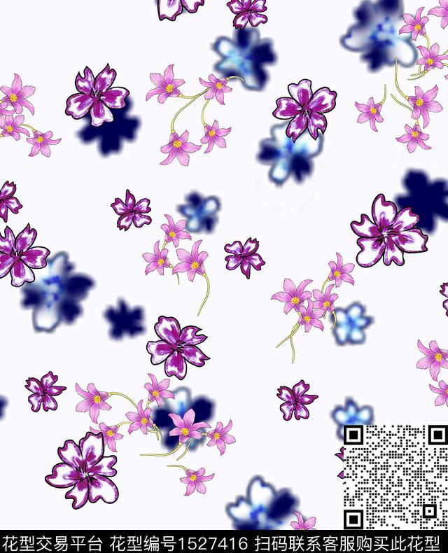 花卉女装连衣裙数码印花华亿平台下载（图片编号: 1527416） - 瓦栏（Walan）